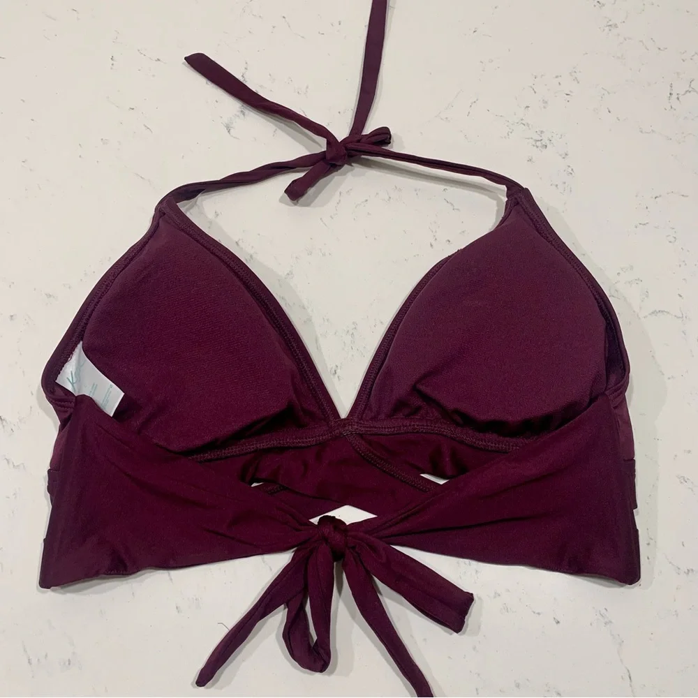 KONA SOLA Plum Raisin Bikini Top Large Swim Pool Beach
